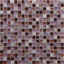 Vintage Style Purple with Red Glass and Stone Mosaic Tile